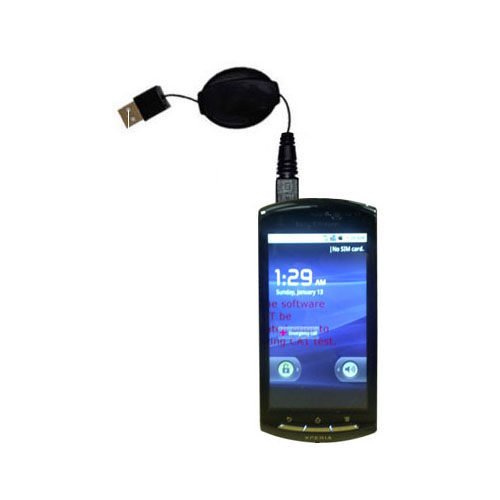 Retractable USB Power Port Ready charger cable designed for the Sony Ericsson Hallon and uses TipExchange