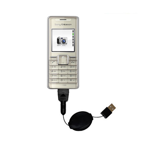 Retractable USB Power Port Ready charger cable designed for the Sony Ericsson k200i and uses TipExchange