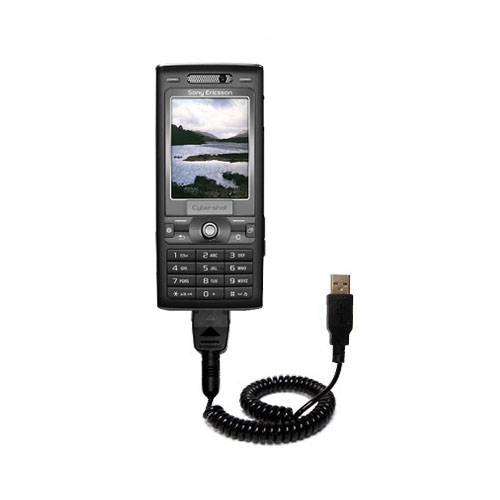 Coiled USB Cable compatible with the Sony Ericsson k800i