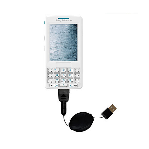 Retractable USB Power Port Ready charger cable designed for the Sony Ericsson m608c and uses TipExchange