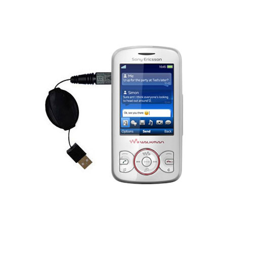 Retractable USB Power Port Ready charger cable designed for the Sony Ericsson Spiro a and uses TipExchange