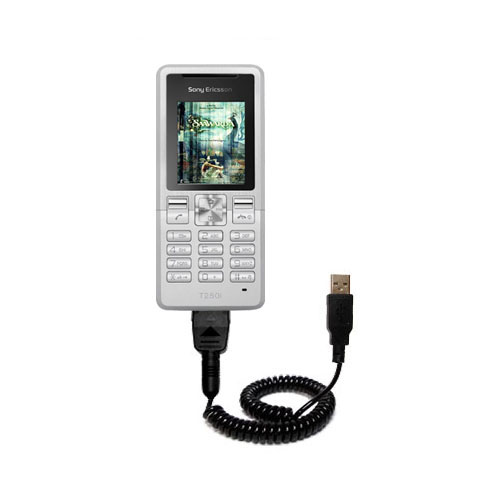 Coiled USB Cable compatible with the Sony Ericsson T250i