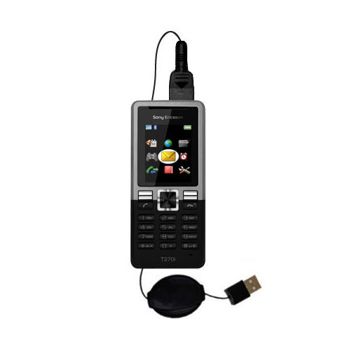 Retractable USB Power Port Ready charger cable designed for the Sony Ericsson T270 and uses TipExchange