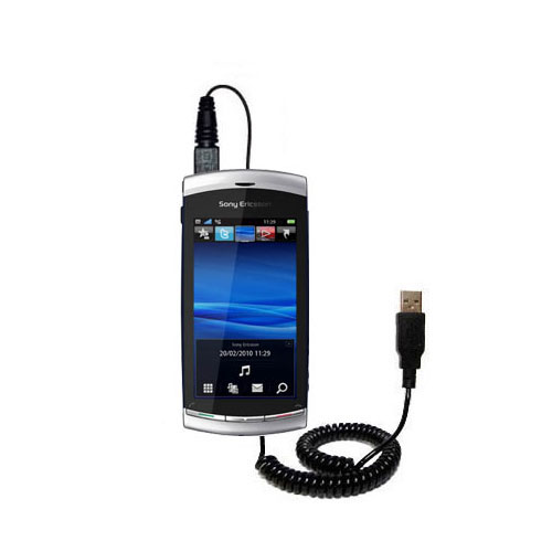 Coiled USB Cable compatible with the Sony Ericsson Vivaz 2