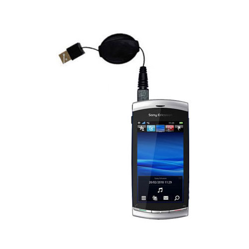 Retractable USB Power Port Ready charger cable designed for the Sony Ericsson Vivaz 2 and uses TipExchange
