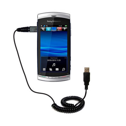 Coiled USB Cable compatible with the Sony Ericsson Vivaz Pro a