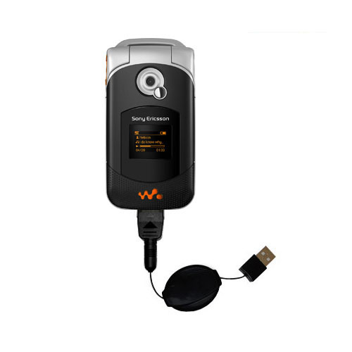 Retractable USB Power Port Ready charger cable designed for the Sony Ericsson w300c and uses TipExchange