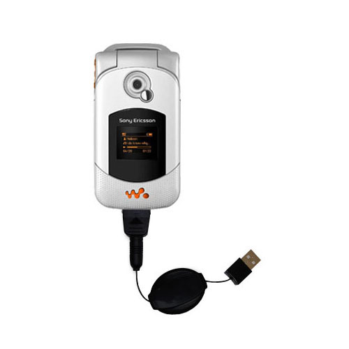Retractable USB Power Port Ready charger cable designed for the Sony Ericsson W300i and uses TipExchange