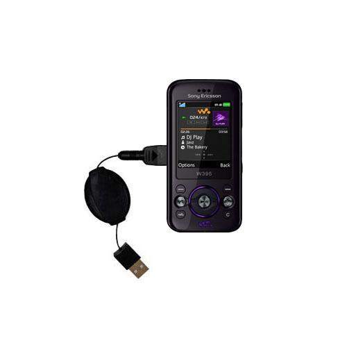 Retractable USB Power Port Ready charger cable designed for the Sony Ericsson W395 and uses TipExchange