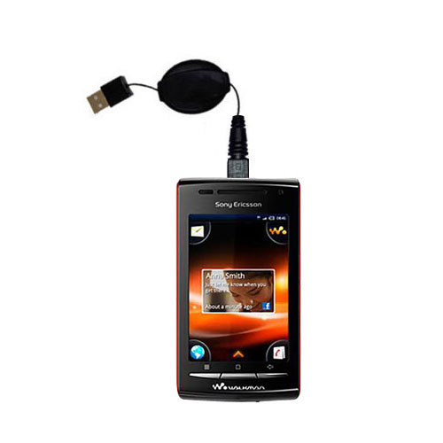 Retractable USB Power Port Ready charger cable designed for the Sony Ericsson W8 Walkman  and uses TipExchange