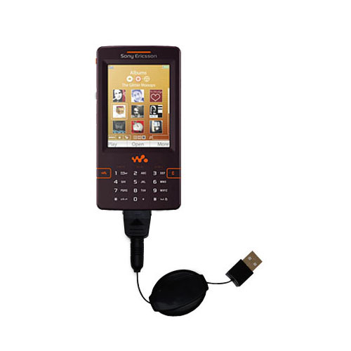Retractable USB Power Port Ready charger cable designed for the Sony Ericsson W950i and uses TipExchange