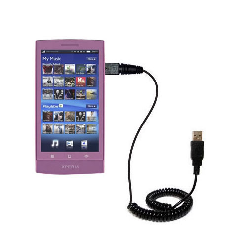 Coiled USB Cable compatible with the Sony Ericsson X12
