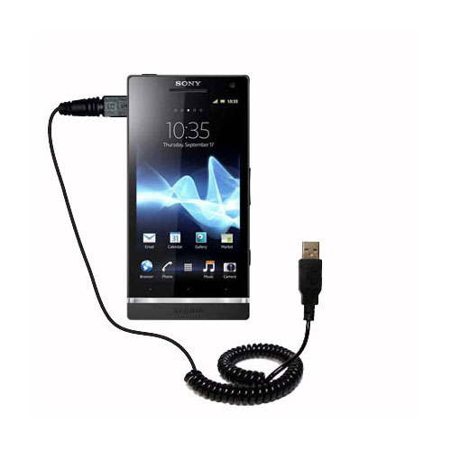 Coiled USB Cable compatible with the Sony Ericsson Xperia ion