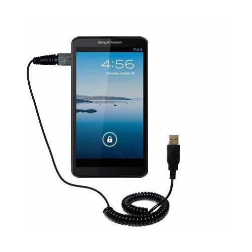 Coiled USB Cable compatible with the Sony Ericsson Xperia P / LT22i