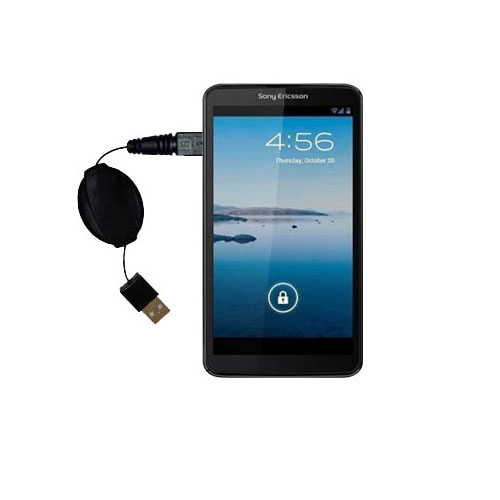 Retractable USB Power Port Ready charger cable designed for the Sony Ericsson Xperia P / LT22i and uses TipExchange