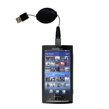 Retractable USB Power Port Ready charger cable designed for the Sony Ericsson Xperia X10 and uses TipExchange