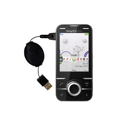 Retractable USB Power Port Ready charger cable designed for the Sony Ericsson Yari A and uses TipExchange