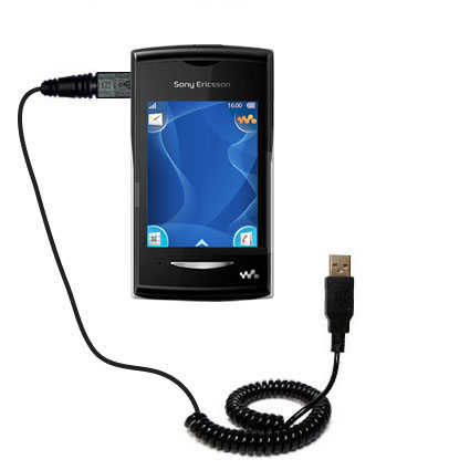 Coiled USB Cable compatible with the Sony Ericsson Yendo Yendo A