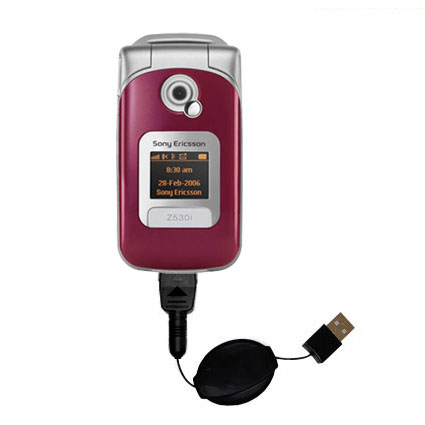 Retractable USB Power Port Ready charger cable designed for the Sony Ericsson z530c and uses TipExchange