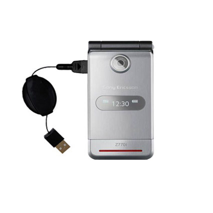 Retractable USB Power Port Ready charger cable designed for the Sony Ericsson Z770 and uses TipExchange