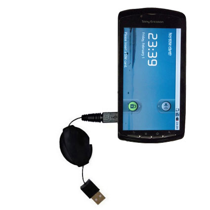 Retractable USB Power Port Ready charger cable designed for the Sony Ericsson Zeus and uses TipExchange