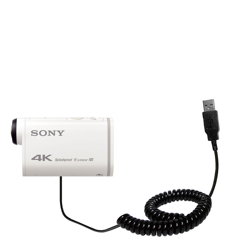 Coiled USB Cable compatible with the Sony FDR-X1000