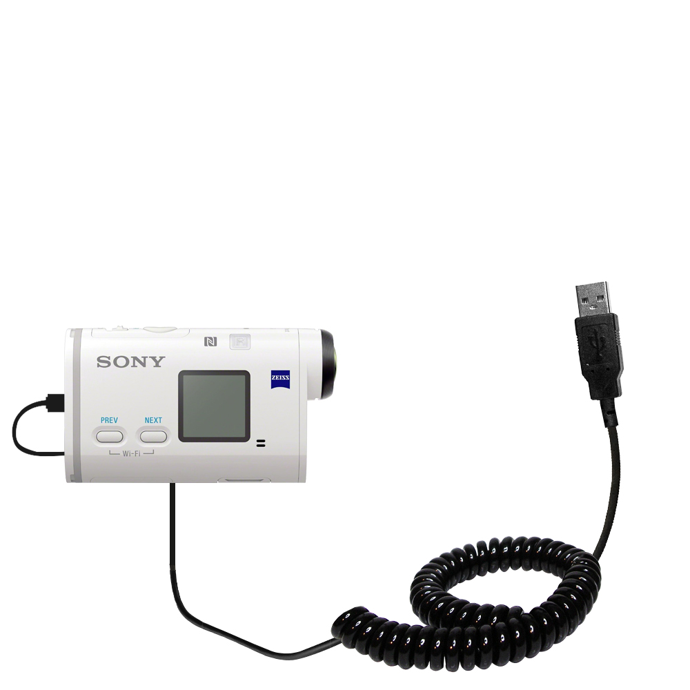 Coiled USB Cable compatible with the Sony FDR-X1000V