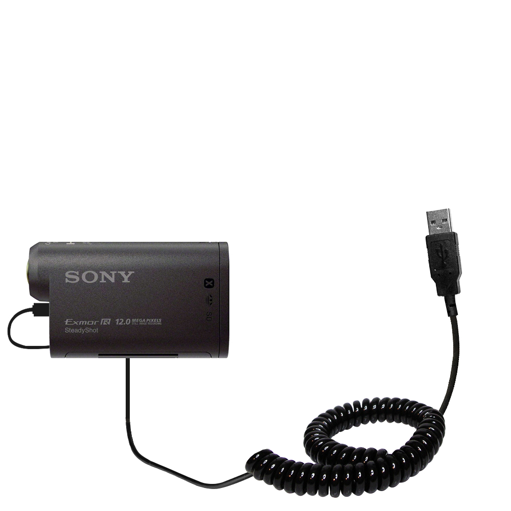 Coiled USB Cable compatible with the Sony HDR-AS20 / AS20
