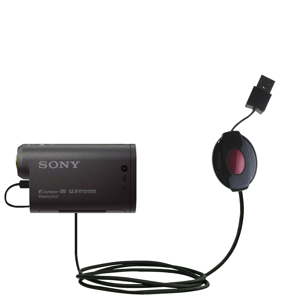 Retractable USB Power Port Ready charger cable designed for the Sony HDR-AS20 / AS20 and uses TipExchange