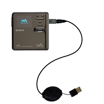Retractable USB Power Port Ready charger cable designed for the Sony MD WALKMAN MZ-RH and uses TipExchange