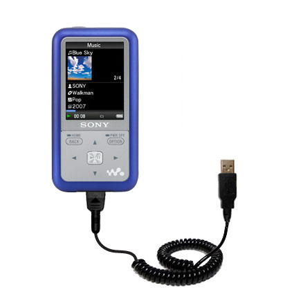 Coiled USB Cable compatible with the Sony NWZ-610F