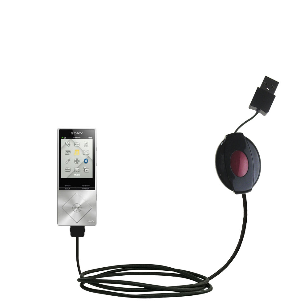 Retractable USB Power Port Ready charger cable designed for the Sony NWZ-A17 and uses TipExchange