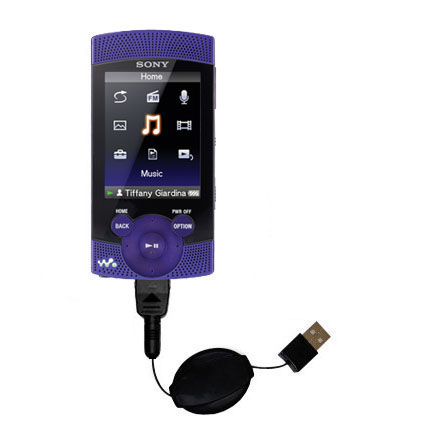 Retractable USB Power Port Ready charger cable designed for the Sony NWZ-S544 and uses TipExchange