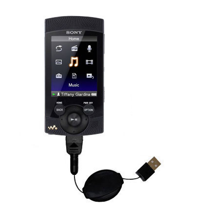 Retractable USB Power Port Ready charger cable designed for the Sony NWZ-S545 and uses TipExchange