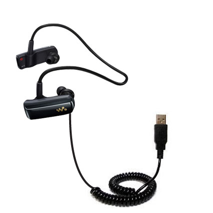 Coiled USB Cable compatible with the Sony NWZ-W252 Headset
