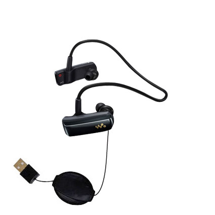 Retractable USB Power Port Ready charger cable designed for the Sony NWZ-W252 Headset and uses TipExchange