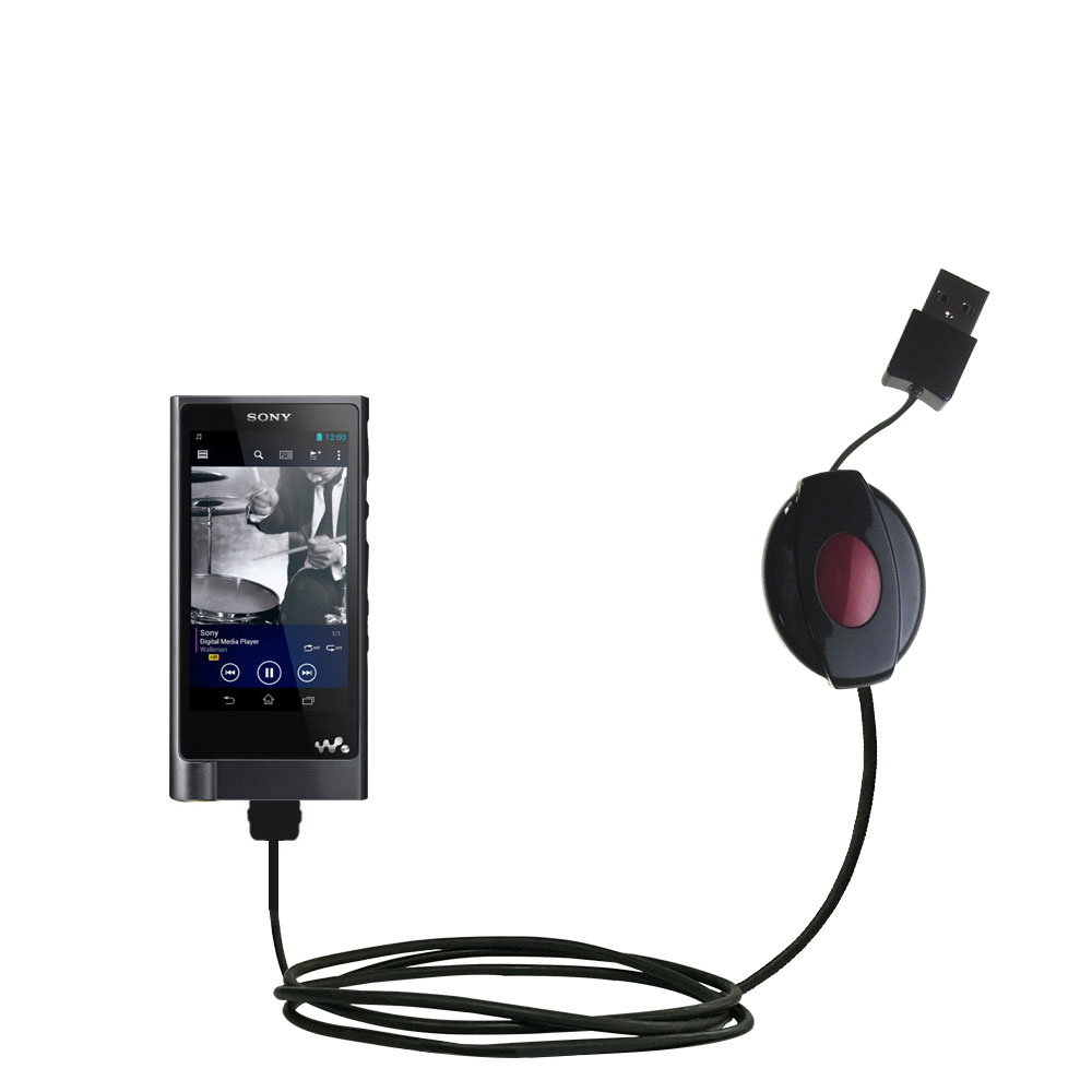 Retractable USB Power Port Ready charger cable designed for the Sony NWZ-ZX2 and uses TipExchange