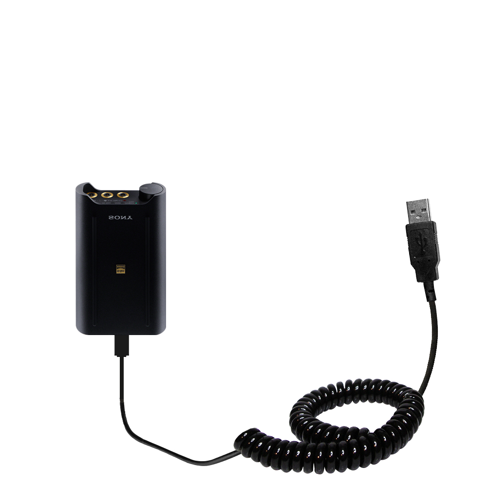 Coiled USB Cable compatible with the Sony PHA-3 USB DAC Headphone Amplifier