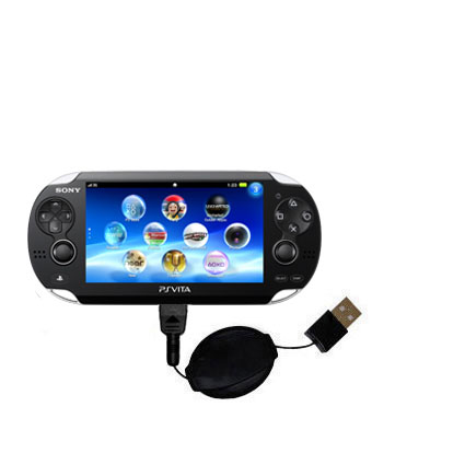 Retractable USB Power Port Ready charger cable designed for the Sony Playstation Vita and uses TipExchange