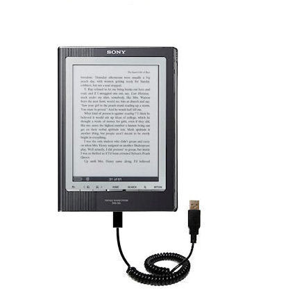 Coiled USB Cable compatible with the Sony PRS-700BC Digital Reader