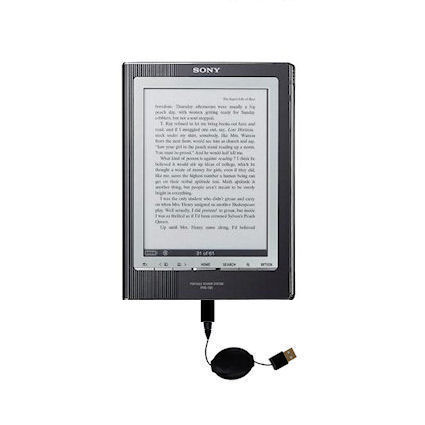 Retractable USB Power Port Ready charger cable designed for the Sony PRS-700BC Digital Reader and uses TipExchange