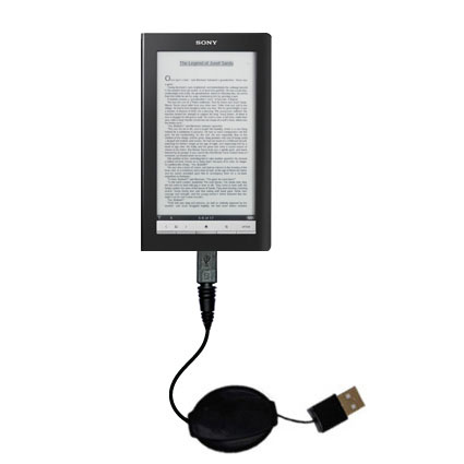 Retractable USB Power Port Ready charger cable designed for the Sony PRS-900 Reader Daily Edition and uses TipExchange