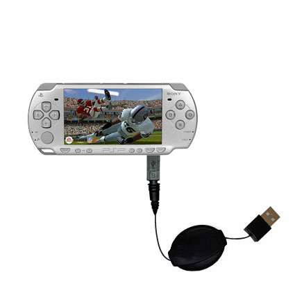 Retractable USB Power Port Ready charger cable designed for the Sony PSP-2001 Playstation Portable and uses TipExchange
