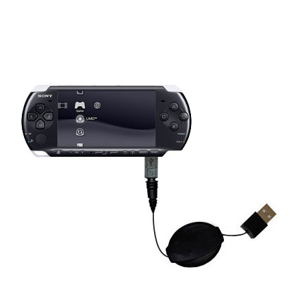 Retractable USB Power Port Ready charger cable designed for the Sony PSP-3001 Playstation Portable Slim and uses TipExchange