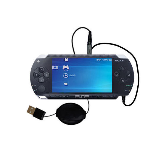 Retractable USB Power Port Ready charger cable designed for the Sony PSP and uses TipExchange