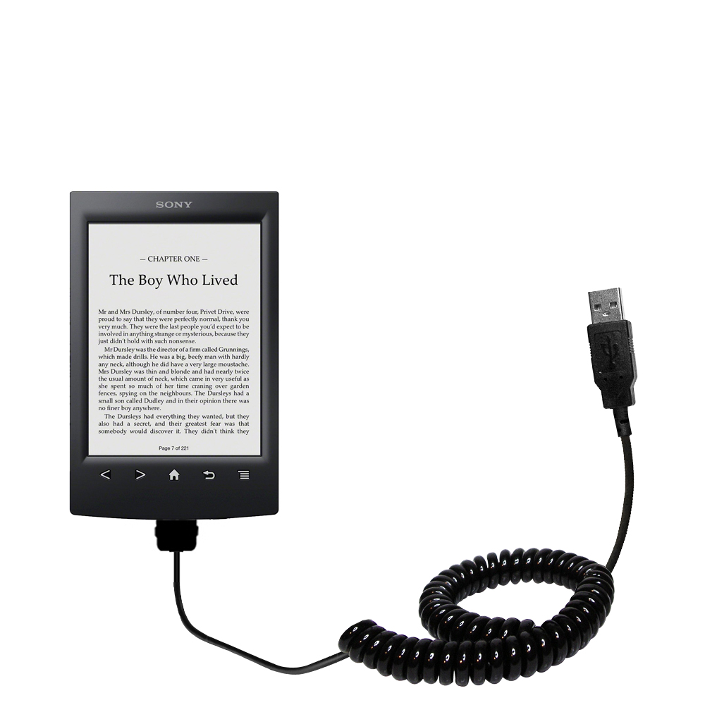 Coiled USB Cable compatible with the Sony Reader PRS-T2