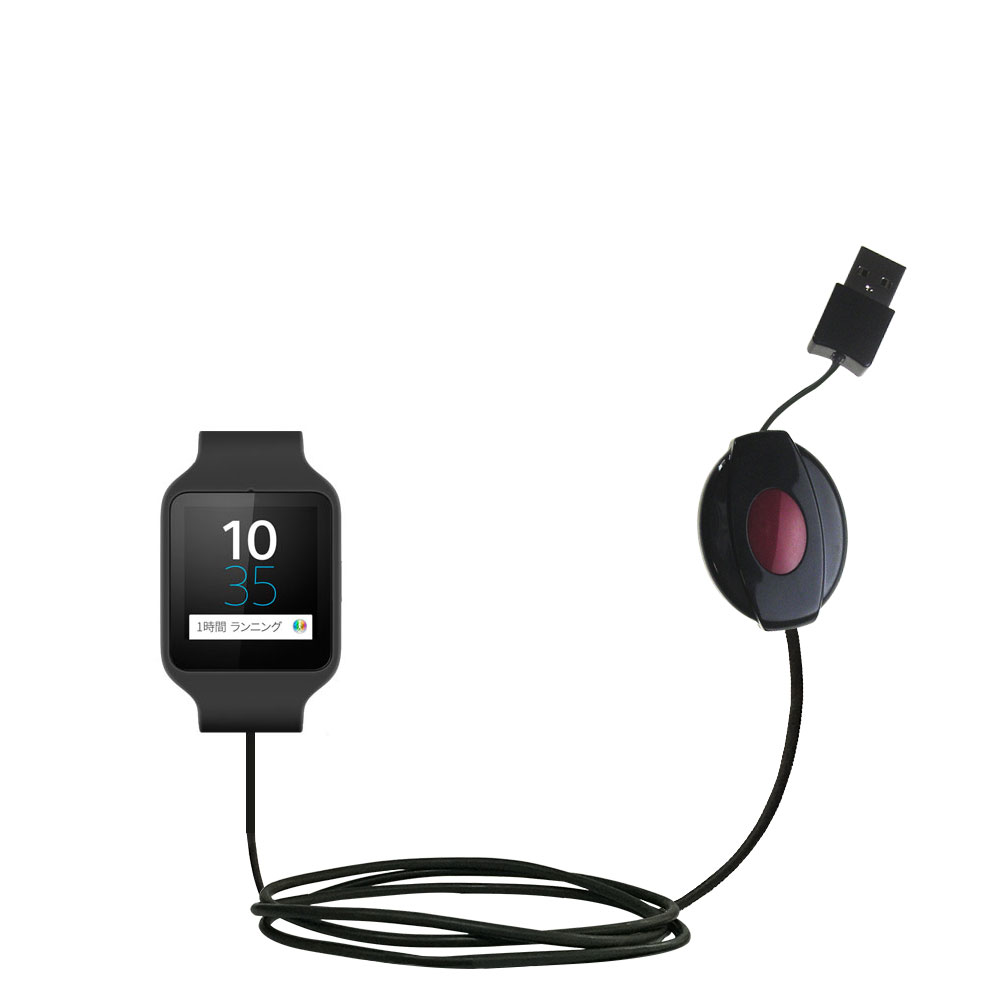 Retractable USB Power Port Ready charger cable designed for the Sony SWR50 and uses TipExchange