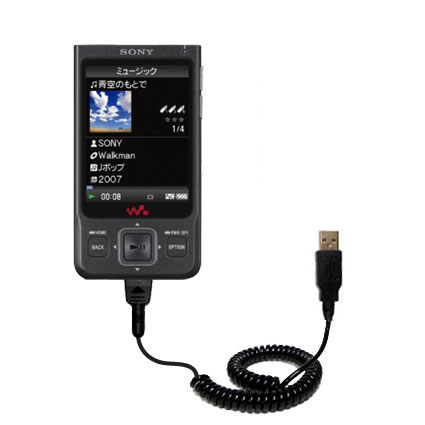 Coiled USB Cable compatible with the Sony Walkman NW-A919
