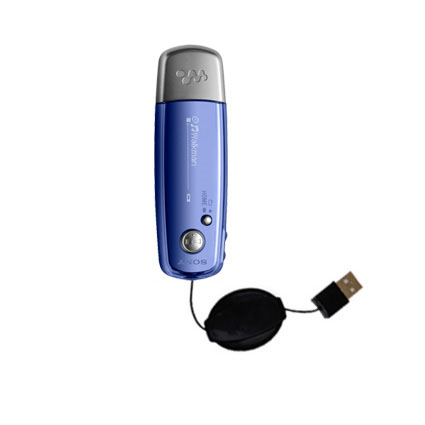 Retractable USB Power Port Ready charger cable designed for the Sony Walkman NW-E002F and uses TipExchange