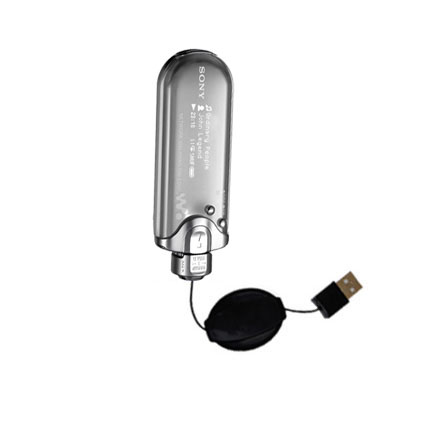 Retractable USB Power Port Ready charger cable designed for the Sony Walkman NW-E005F and uses TipExchange
